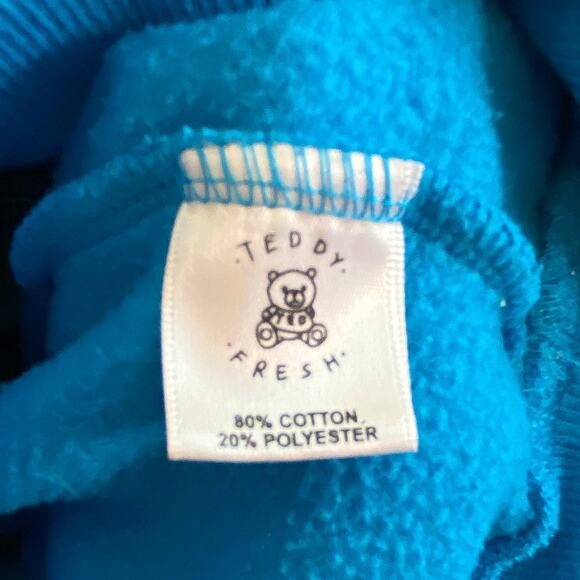 Teddy Fresh Love Color Block Pink Teal Blue Fleece Hoodie - Picture 7 of 8